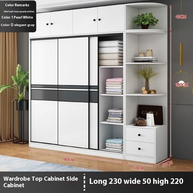 Kabinet moden ringkas pintu gelangsar bilik tidur rumah kayu padu