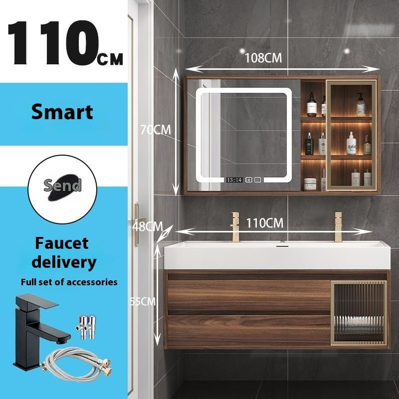 QW- Smart Mirror Real Wood Storage Cabinet in the Bathroom, Bathroom Sink Set