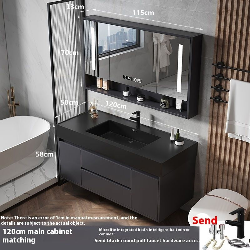 Kabinet Penyimpanan Kayu Asli Kaca Pintar QW-, Sinki Bilik Mandi Nano 