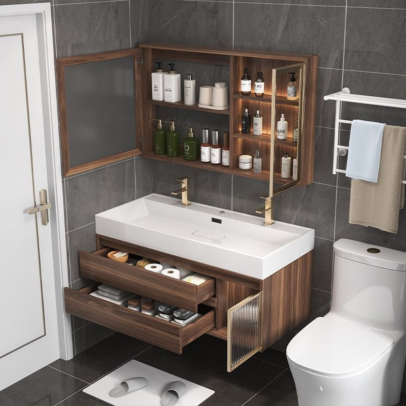 QW- Smart Mirror Real Wood Storage Cabinet in the Bathroom, Bathroom Sink Set
