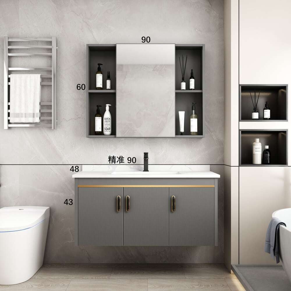 Kabinet Penyimpanan Aluminium QW- Cermin Pintar di Bilik Mandi, Singki Bilik Mandi 