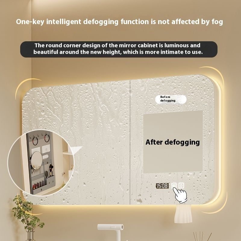 QW- Cream Color Storage Smart Glass Cabinet Bathroom Basin