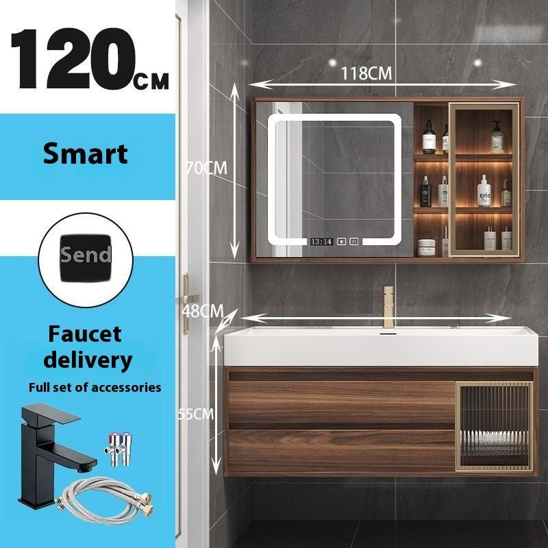 QW- Smart Mirror Real Wood Storage Cabinet in the Bathroom, Bathroom Sink Set