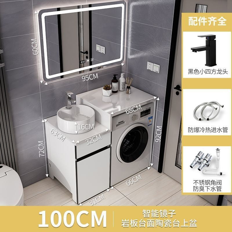 Set Kabinet Bilik Mandi Aluminium QW- dengan Sinki dan Mesin Basuh Atas Kaunter 