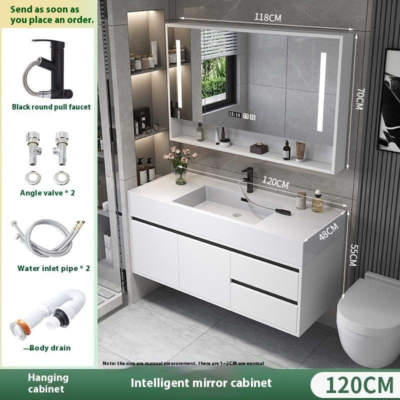 QW- Real Wood Storage Smart Mirror Cabinet Sink Set in the Bathroom