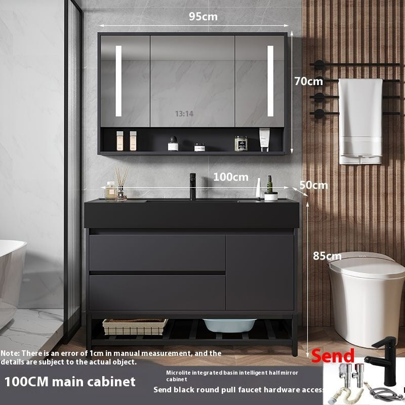Kabinet Penyimpanan Kayu Asli Kaca Pintar QW-, Sinki Bilik Mandi Nano 