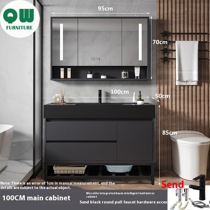 Kabinet Penyimpanan Kayu Asli Kaca Pintar QW-, Sinki Bilik Mandi Nano 