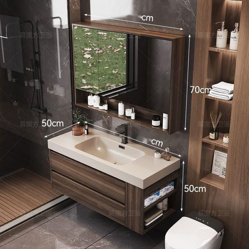 QW- Solid Wood Storage Smart Mirror Cabinet in the Bathroom, Bathroom Sink Set
