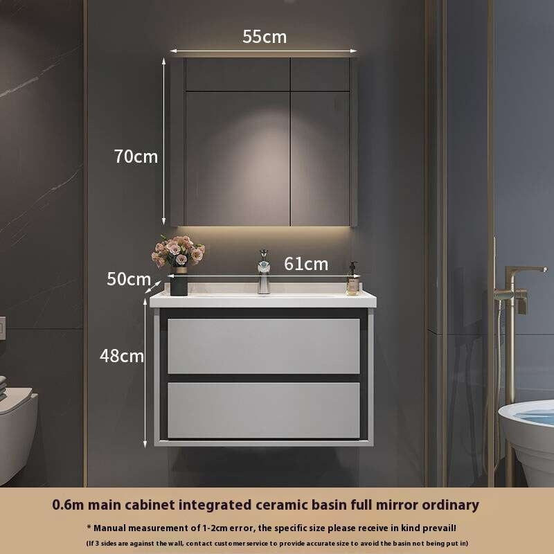 Kabinet Penyimpanan Kayu Oak QW- Set Singki Cermin Pintar di Bilik Mandi 