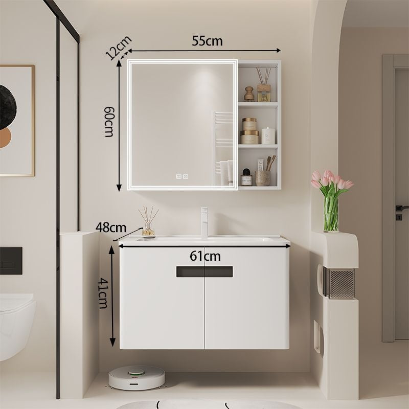 QW- alloy Aluminum makes a storage cabinet for the bathroom, mirror cabinet, and sink set.