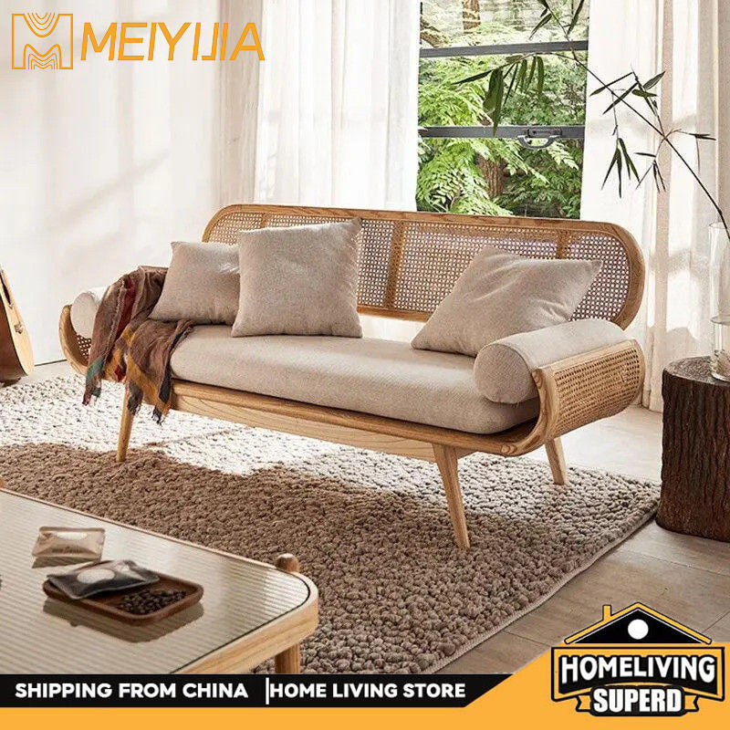 Sofa Rajutan Kayu Padu Perancis Ruang Tamu Malas Rotan Kerusi Santai Dalaman Kecil Kreatif