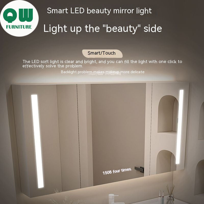 QW- Cream Style Storage Smart Mirror Cabinet Bathroom Sink Set