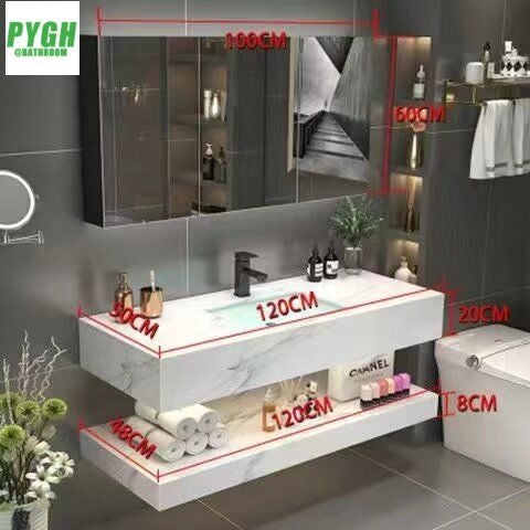 QW- Marble Sink Storage Cabinet Smart Mirror in the Bathroom