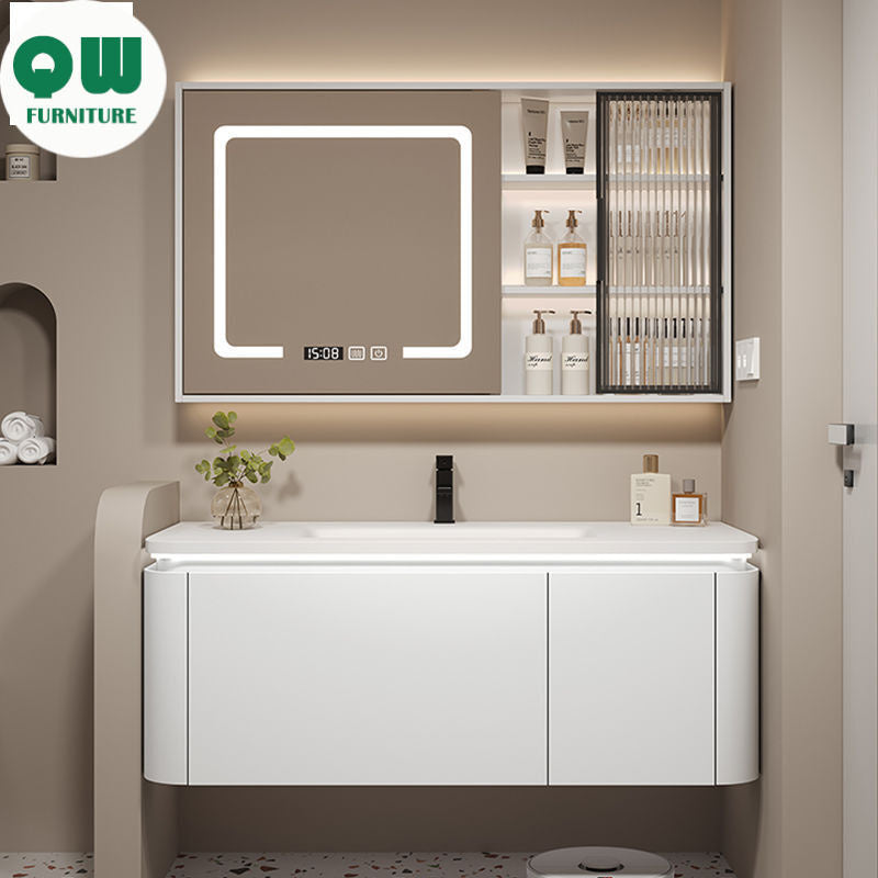QW- Smart Mirror Integrated with Sink and Bathroom Storage Cabinet