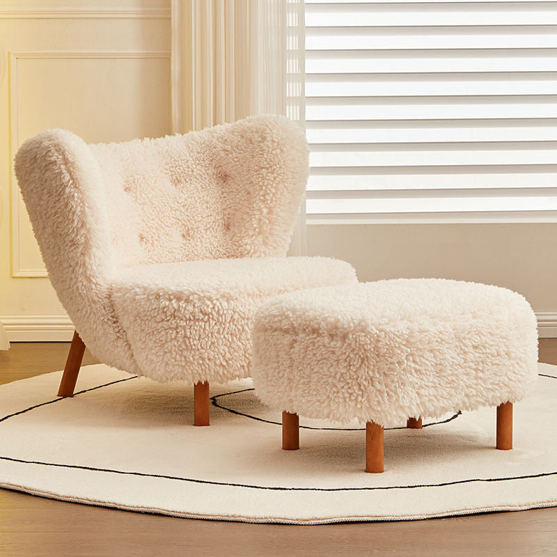 Single sofa, fleece leisure chair with footrest, simple living room balcony lazy sofa