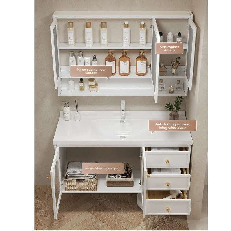 QW- Kabinet kaca pintar untuk storan bilik mandi, lebar 40 cm.
