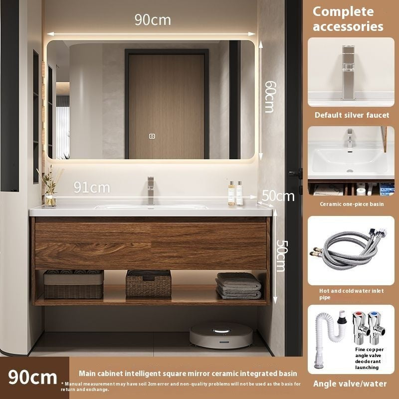QW- Hua To wood cabinet Smart mirror in the bathroom Bathroom sink set