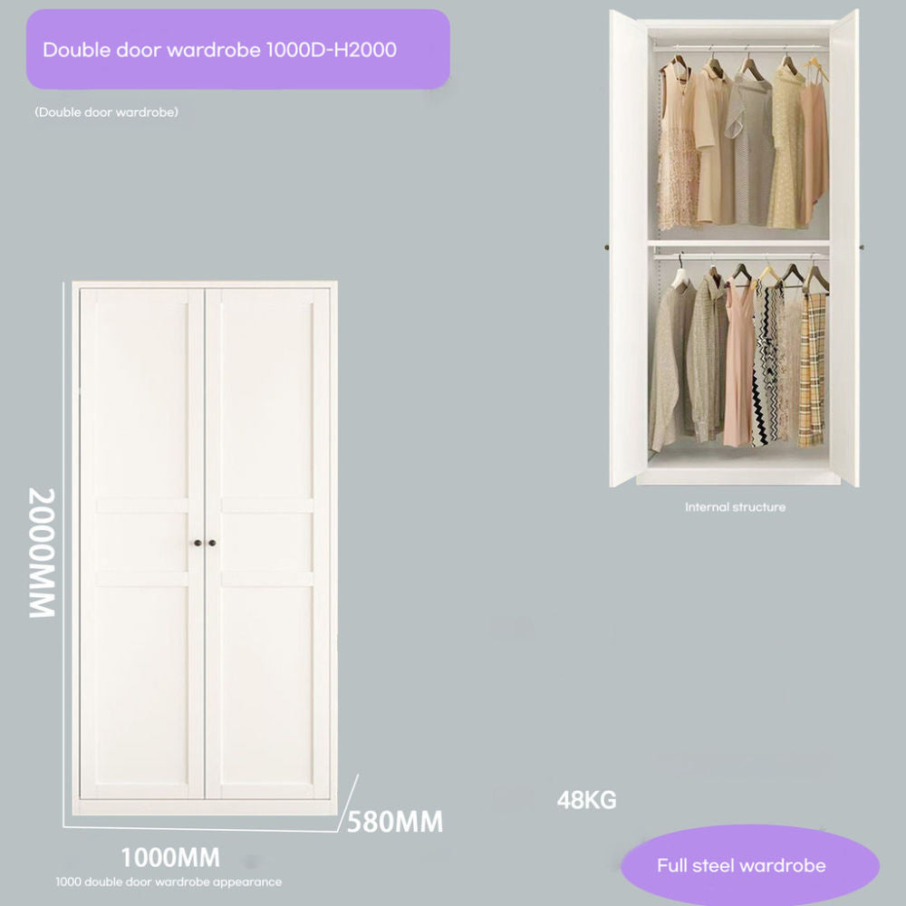 Closet, wrought iron home bedroom storage, European style cream color, wardrobe, children's wardrobe