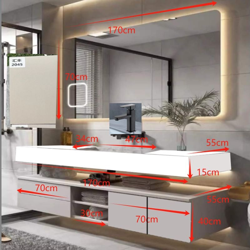 QW- High-quality storage made of real wood for smart mirror cabinet in the bathroom, bathroom sink.
