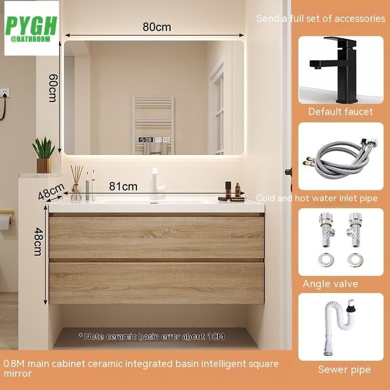 QW- Bathroom storage cabinet with sink set and smart mirror