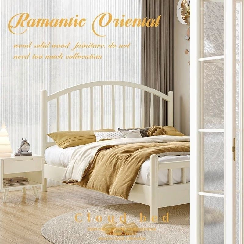 Nordic solid wood Japanese modern simple double 1.8 single 1.2 meters princess style bed