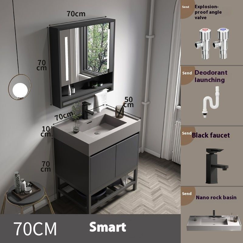 QW- Solid Wood Storage Smart Mirror Cabinet for Bathroom, Bathroom Washbasin