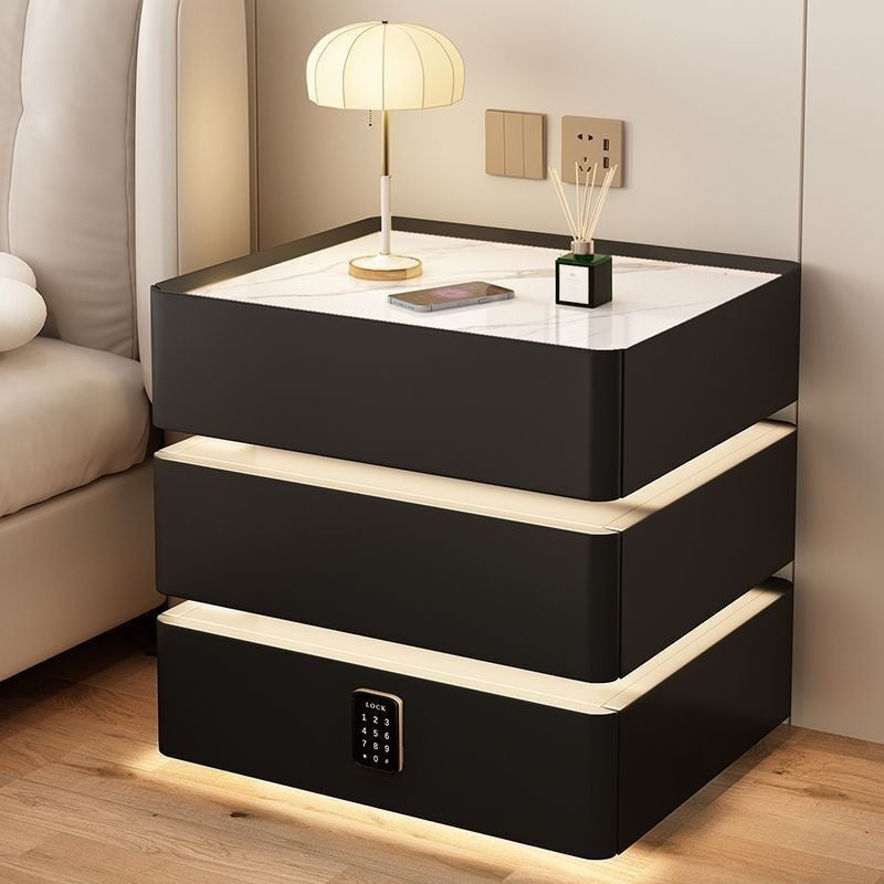 Bedside Table Simple Modern Solid Wood Rechargeable Multifunctional Light Suspension Elegant Smart Cabinet