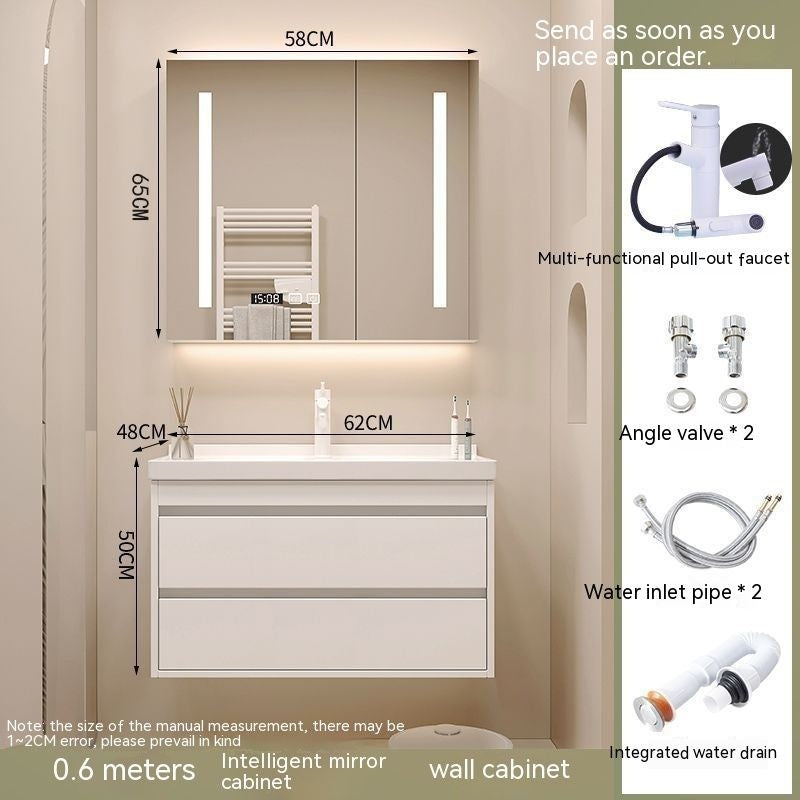 QW- Cream Style Storage Smart Mirror Cabinet Bathroom Sink Set
