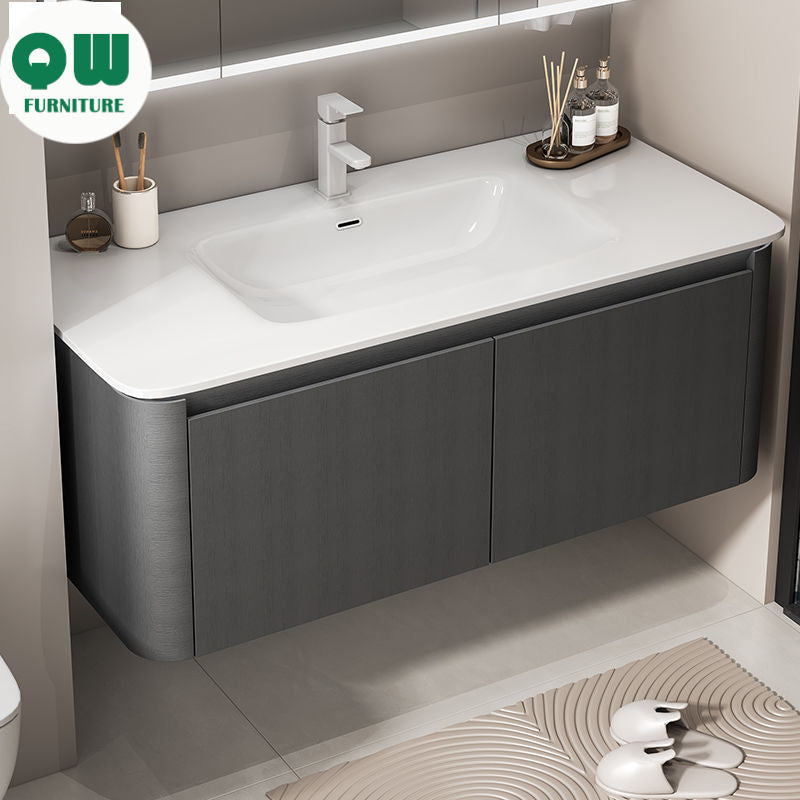 Kabinet Cuci Bilik Mandi Penyimpanan Aluminium Cermin Pintar QW- 