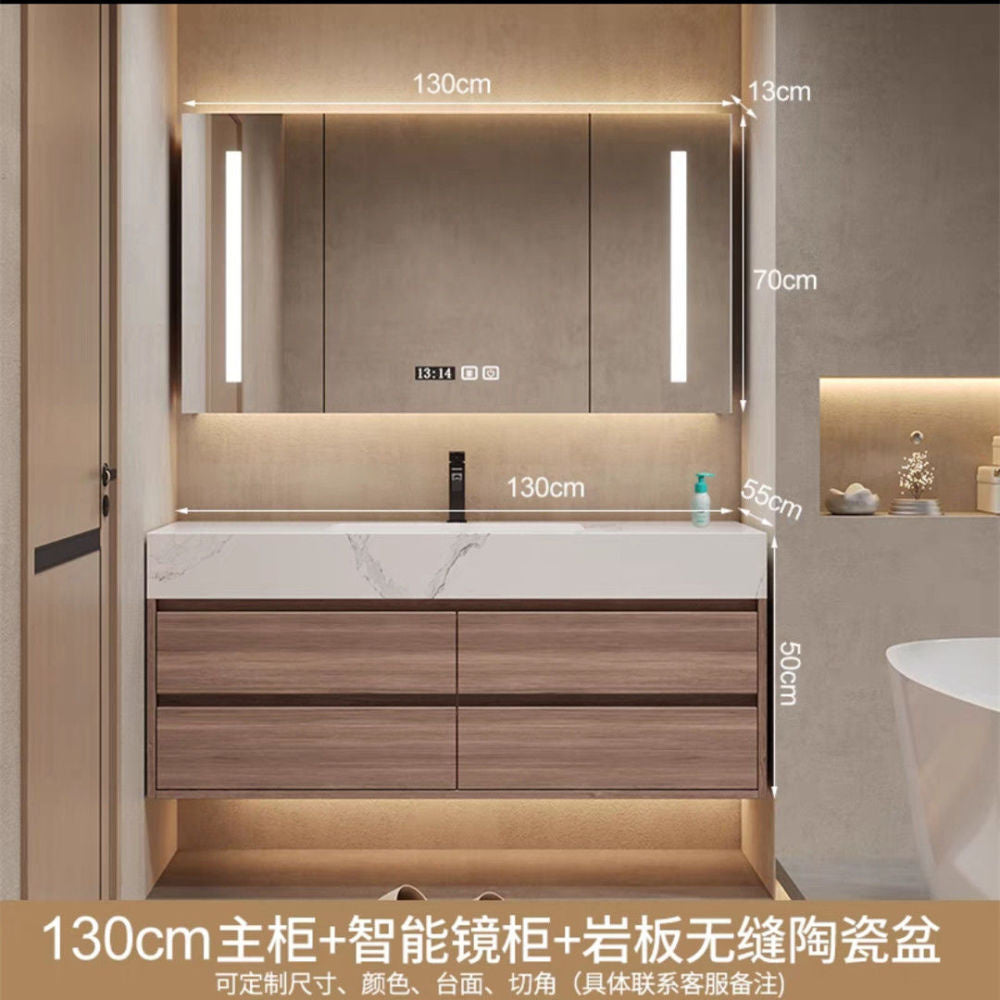 QW- High-quality storage made of real wood for smart mirror cabinet in the bathroom, bathroom sink.