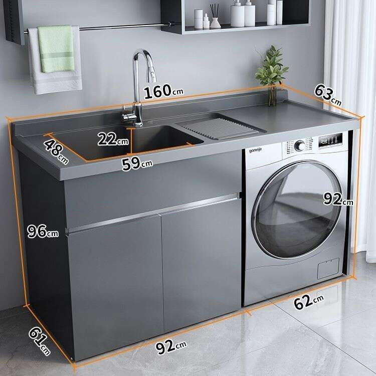 QW- Stainless Steel Storage Cabinet Bathroom Sink Washing Machine Counter