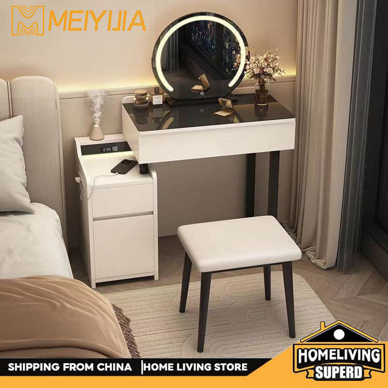 Meja Solek Bilik Tidur Kayu Padu Mewah Moden Kabinet Penyimpanan Pelbagai Fungsi Satu Set