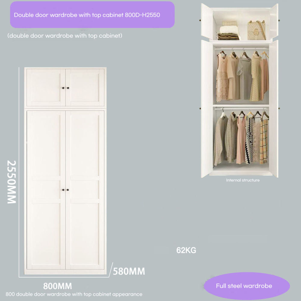Closet, wrought iron home bedroom storage, European style cream color, wardrobe, children's wardrobe