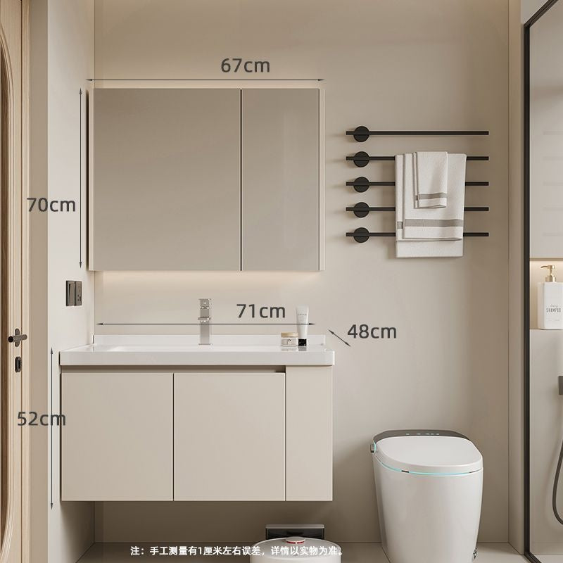 QW- Set kabinet kayu asli dengan cermin pintar dan sinki bilik mandi. 