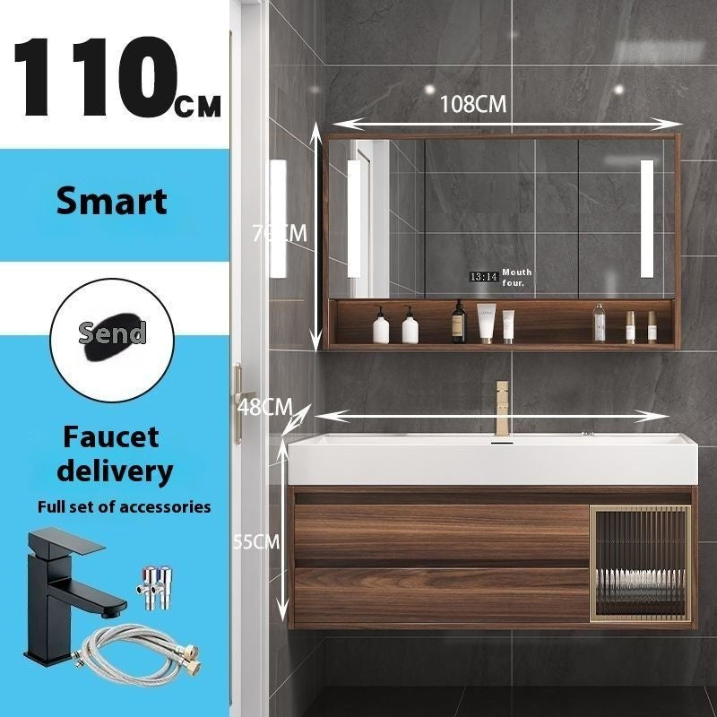 QW- Smart Mirror Real Wood Storage Cabinet in the Bathroom, Bathroom Sink Set