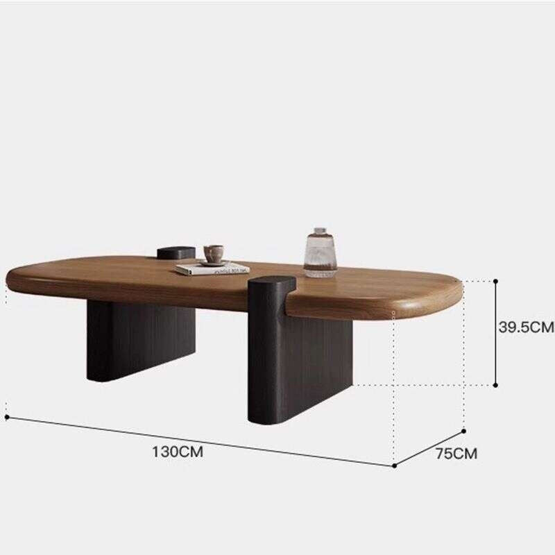 Oval Solid Wood Simple Log Living Room Home Coffee Table