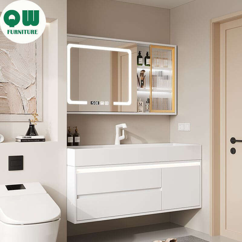 QW- Kabinet kaca pintar untuk storan bilik mandi, lebar 40 cm.