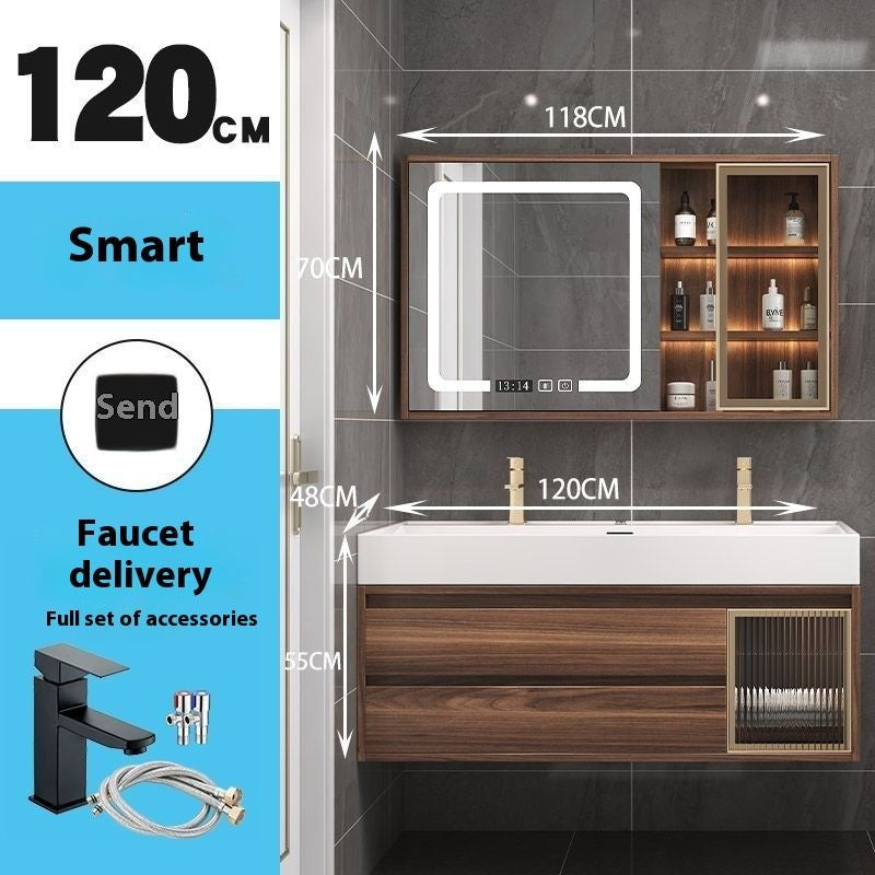 QW- Smart Mirror Real Wood Storage Cabinet in the Bathroom, Bathroom Sink Set