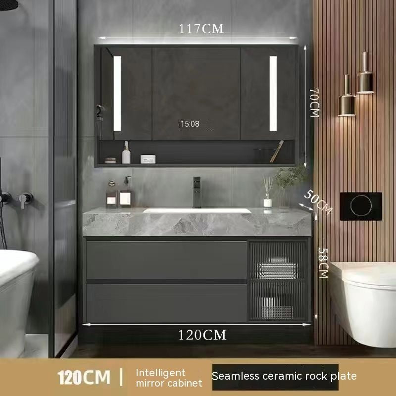 Kabinet Kaca Pintar Penyimpanan Bilik Mandi QW- Rockboard Sinki 
