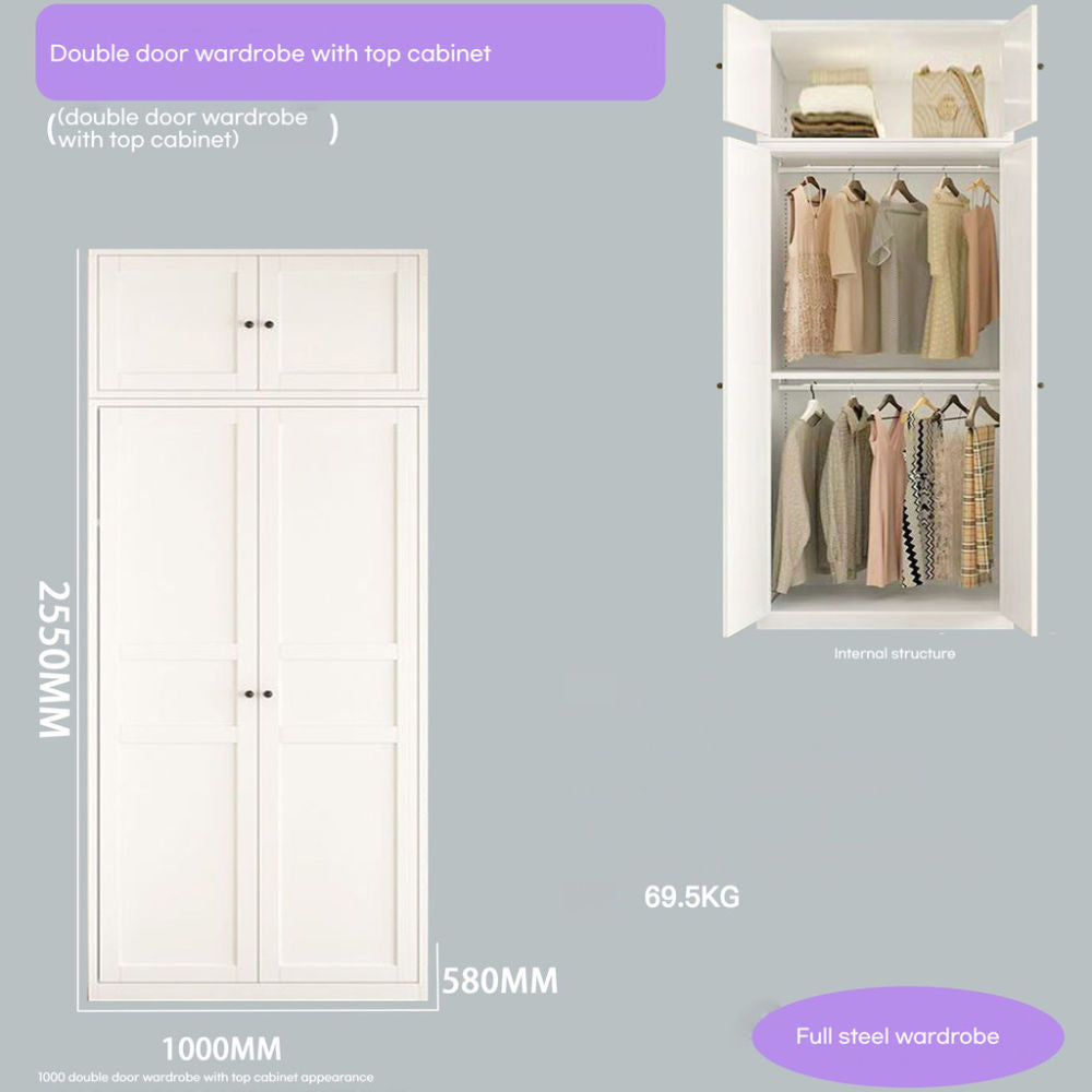 Closet, wrought iron home bedroom storage, European style cream color, wardrobe, children's wardrobe