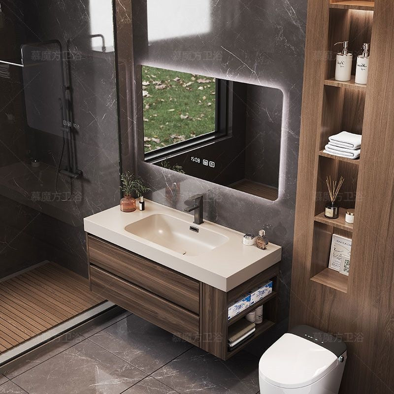 QW- Solid Wood Storage Smart Mirror Cabinet in the Bathroom, Bathroom Sink Set
