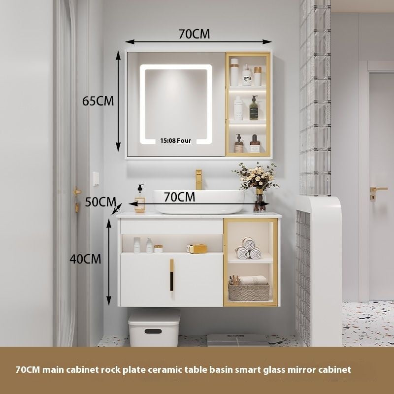 QW- Solid Wood Storage Smart Mirror Cabinet Bathroom Sink Set
