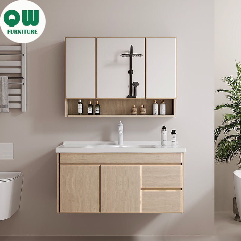 Kabinet simpanan bilik mandi QW- Aluminium, cermin pintar aloi aluminium, set sinki 