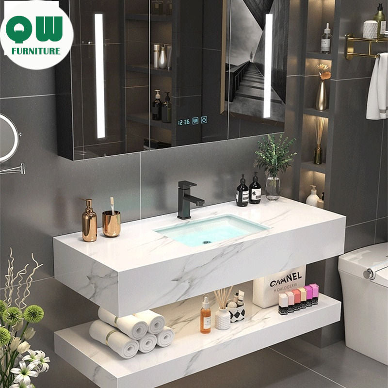 QW- Marble Sink Storage Cabinet Smart Mirror in the Bathroom
