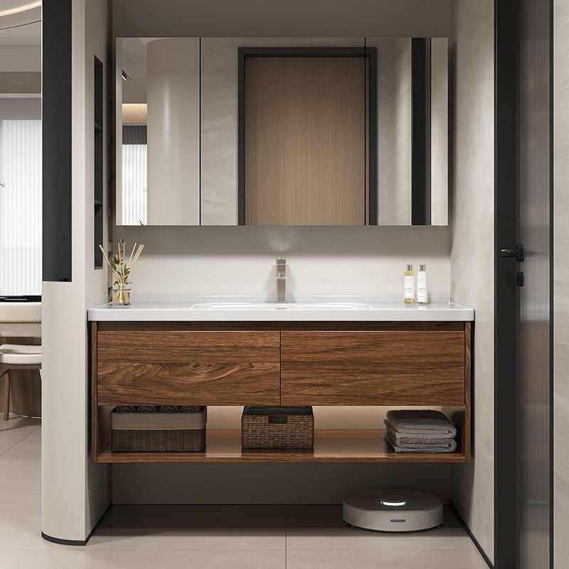 QW- Hua To wood cabinet Smart mirror in the bathroom Bathroom sink set