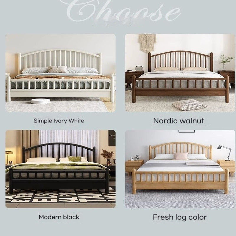 Nordic solid wood Japanese modern simple double 1.8 single 1.2 meters princess style bed