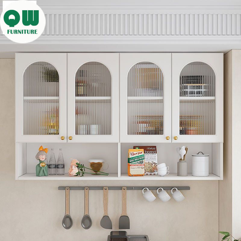 QW- Massif Wooden Kitchen Hanging French Style Wall Mounted Storage Cabinet