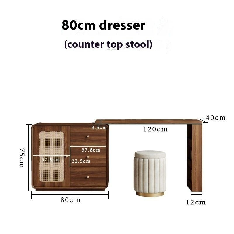 Rattan Woven Round Solid Wood Cabinet One Dressing Table Main Bedroom Corner Foldable