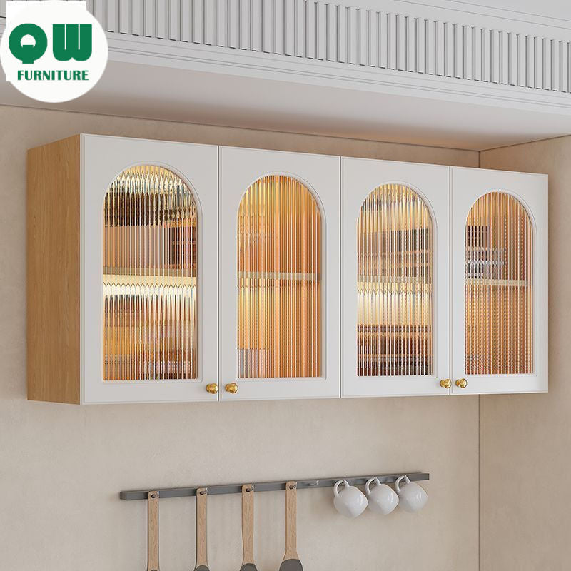 QW- Massif Wooden Kitchen Hanging French Style Wall Mounted Storage Cabinet