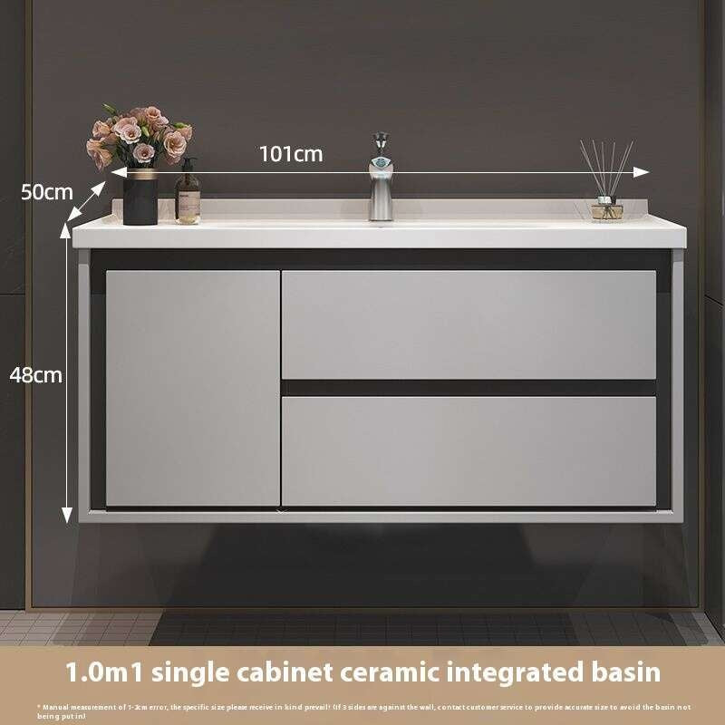 Kabinet Penyimpanan Kayu Oak QW- Set Singki Cermin Pintar di Bilik Mandi 